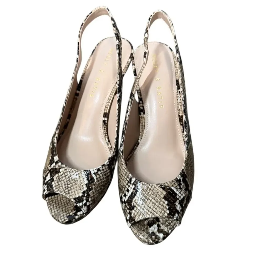 KELLY & KATIE Nerani Python Slingback Heel SZ 7M